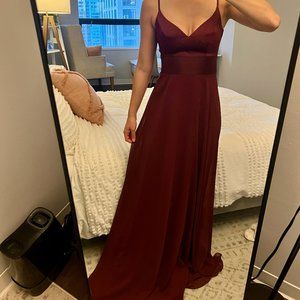 Davids Bridal Chiffon A-line Wine Bridesmaid Dress Size 2